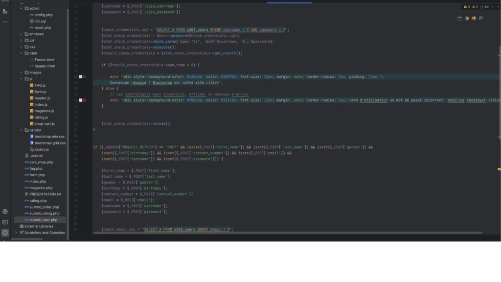 Exploration du site web : une plongée dans le code.