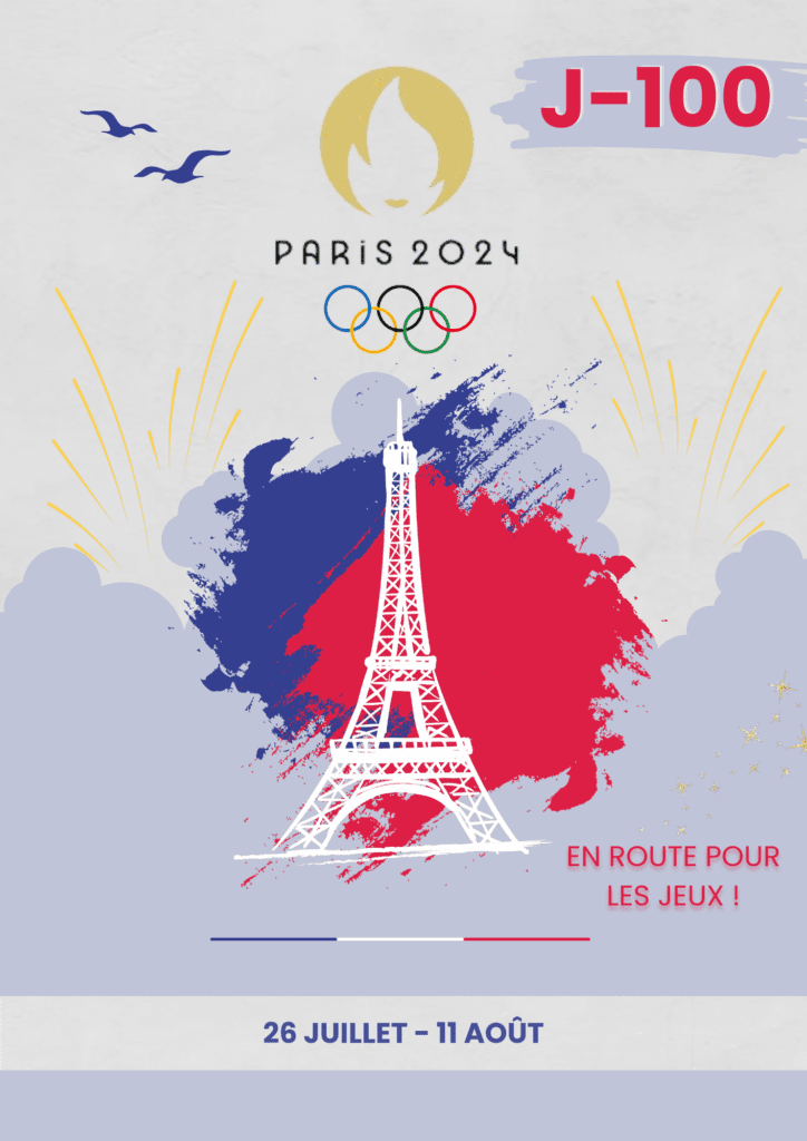 Flyer annonçant les Jeux Olympiques de 2024 à Paris.