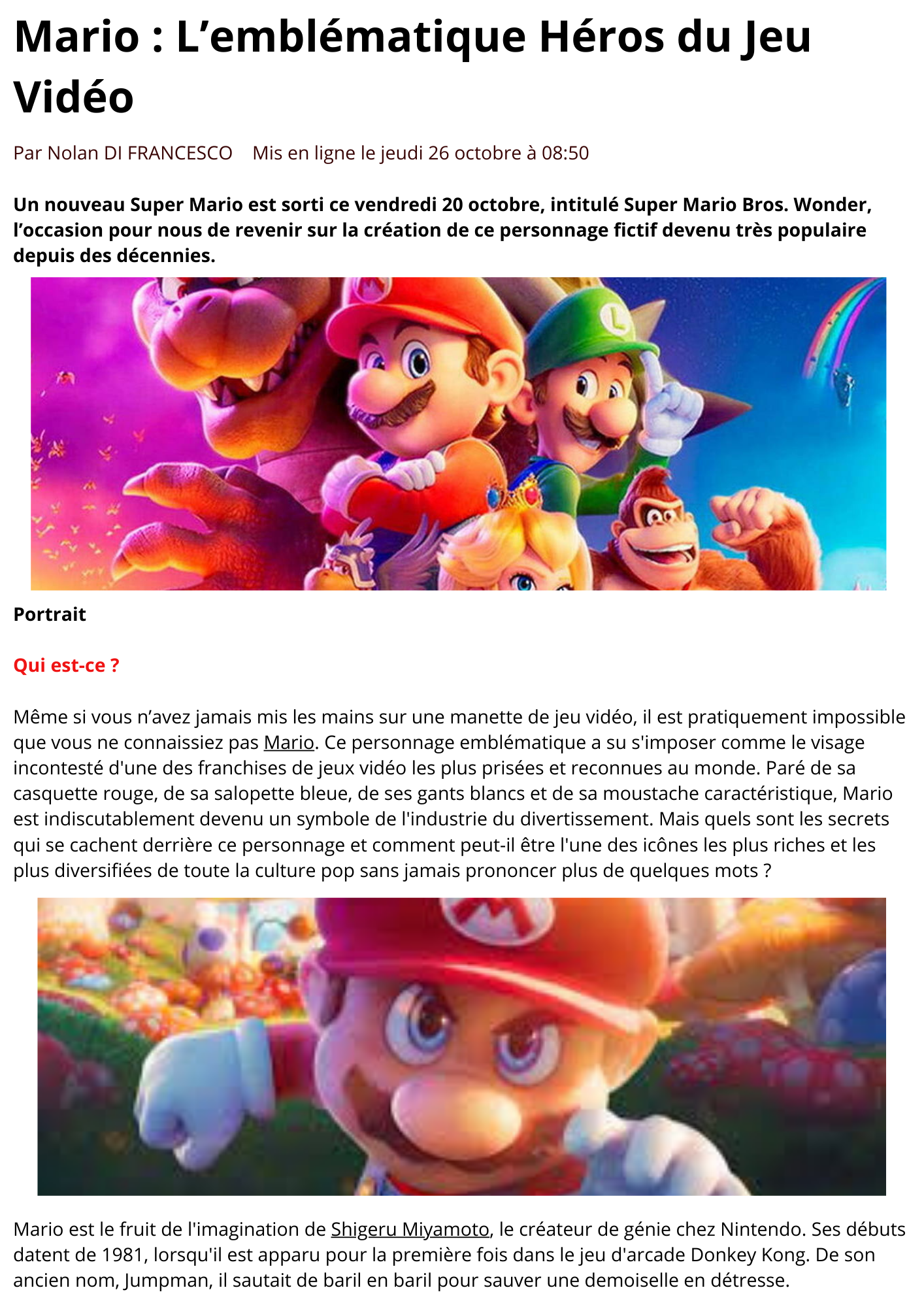 Portrait de Mario : l'icône du jeu vidéo sous un nouveau jour.