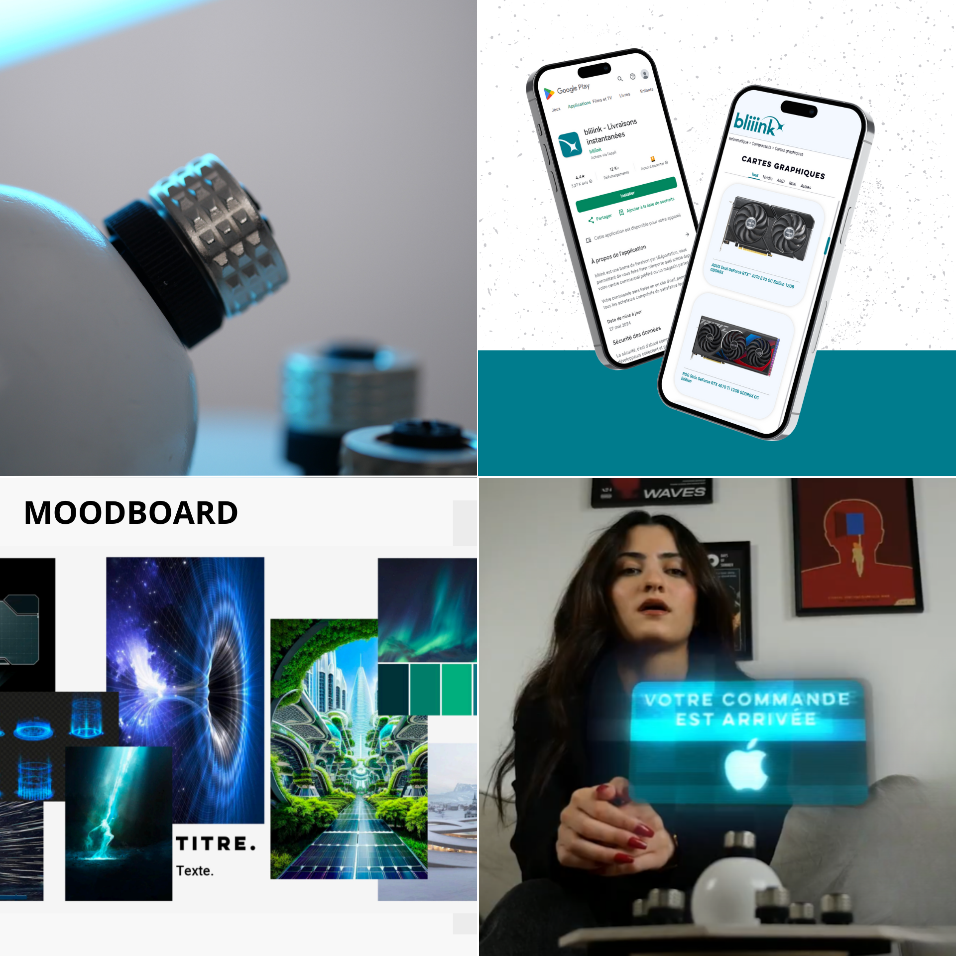 Présentation visuelle du projet bliiink : produit et moodboard